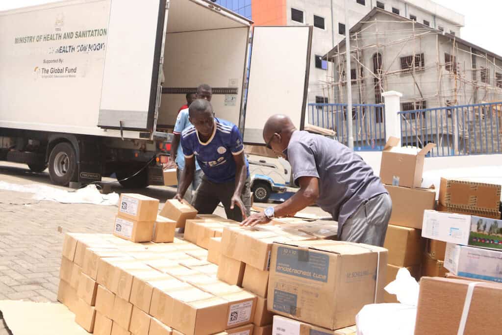 Motorbike rider transporting medical samples